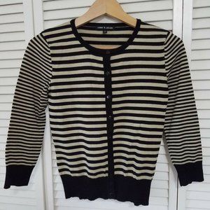 Cable & Gauge Black and Beige Crewneck Cardigan